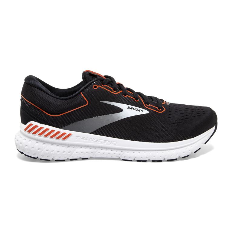 Brooks Men's Transcend 7 Road Running Shoes - Black/Cherry Tomato/White (XSNT63540)